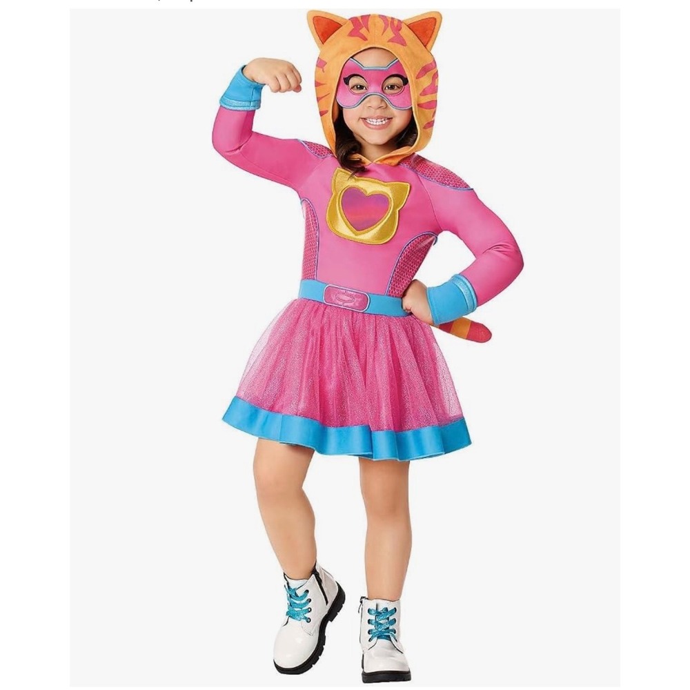 Disney SuperKitties Ginny Costume Dress Hooded Tutu Pink Orange 2T 3013